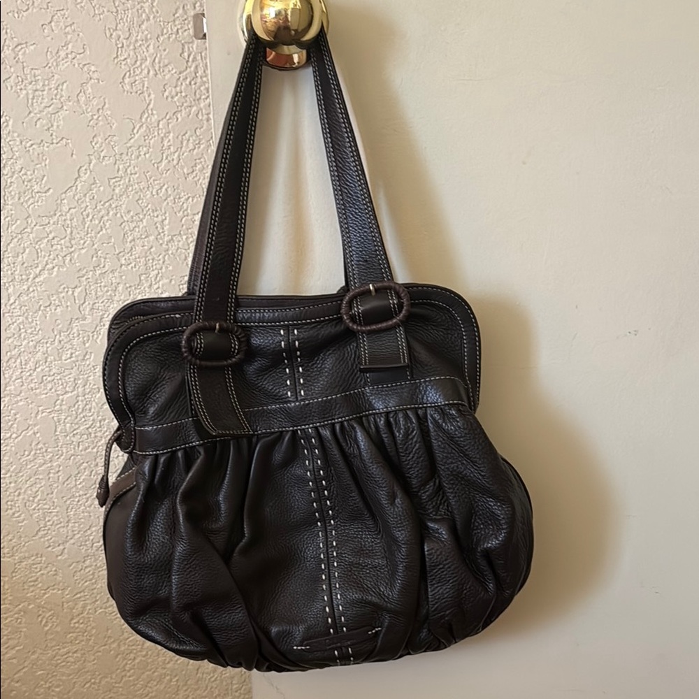 Cole Haan Black Slouchy Shoulder Bag with Glossy Finish